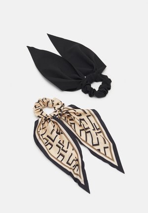 PCFEBALINA BOW SCARF SCRUNCHIE 2 PACK - Akcesoria do stylizacji włosów - black/buttercream