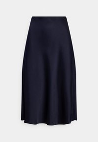 SATIN CHARMEUSE MIDI SKIRT - sukňa v tvare A - navy