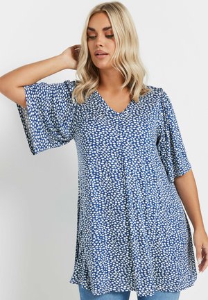 Yours Clothing FLORAL PLEATED SWING - T-shirt con stampa - blue