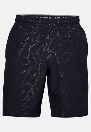 Svarta shorts med ett texturerat mönster med vågiga linjer, elastisk midja och en avslappnad passform. Tillverkade av lättviktsmaterial.