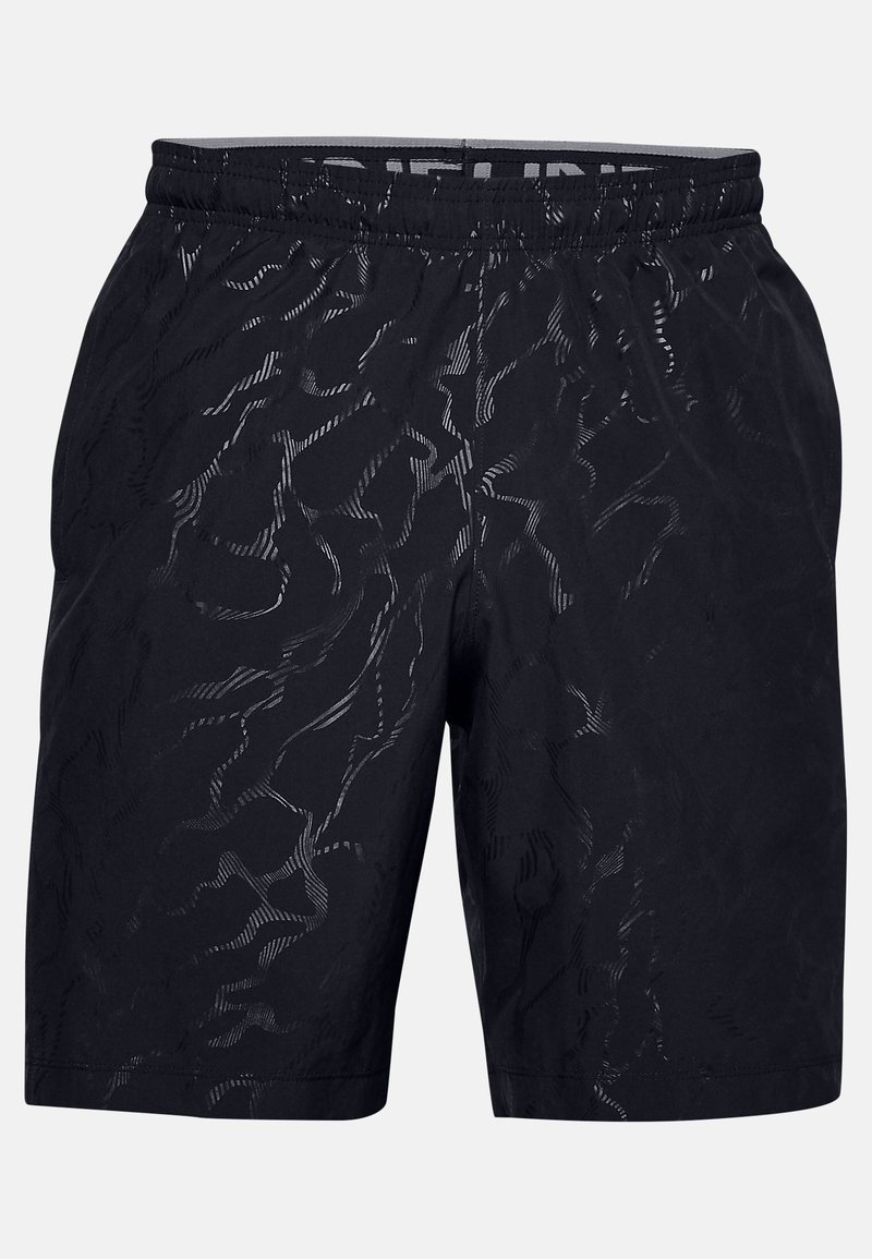 Mustat shortsit, joissa on aaltoileva tekstuurikuvio, joustava vyötärö ja rento istuvuus. Valmistettu kevyestä materiaalista.