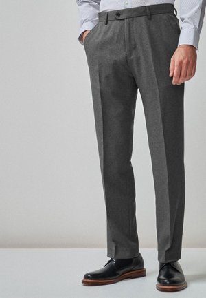 REGULAR FIT TAILORED WOOL - Suit trousers - mottled grey