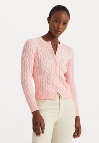 Lauren Ralph Lauren - CABLE KNIT COTTON CARDIGAN - Jopica - pink opal Miniaturna slika 1