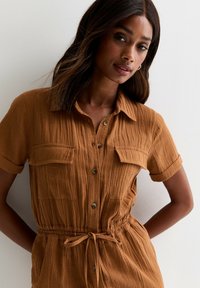 New Look SHORT-SLEEVE UTILITY  - Jumpsuit - rust