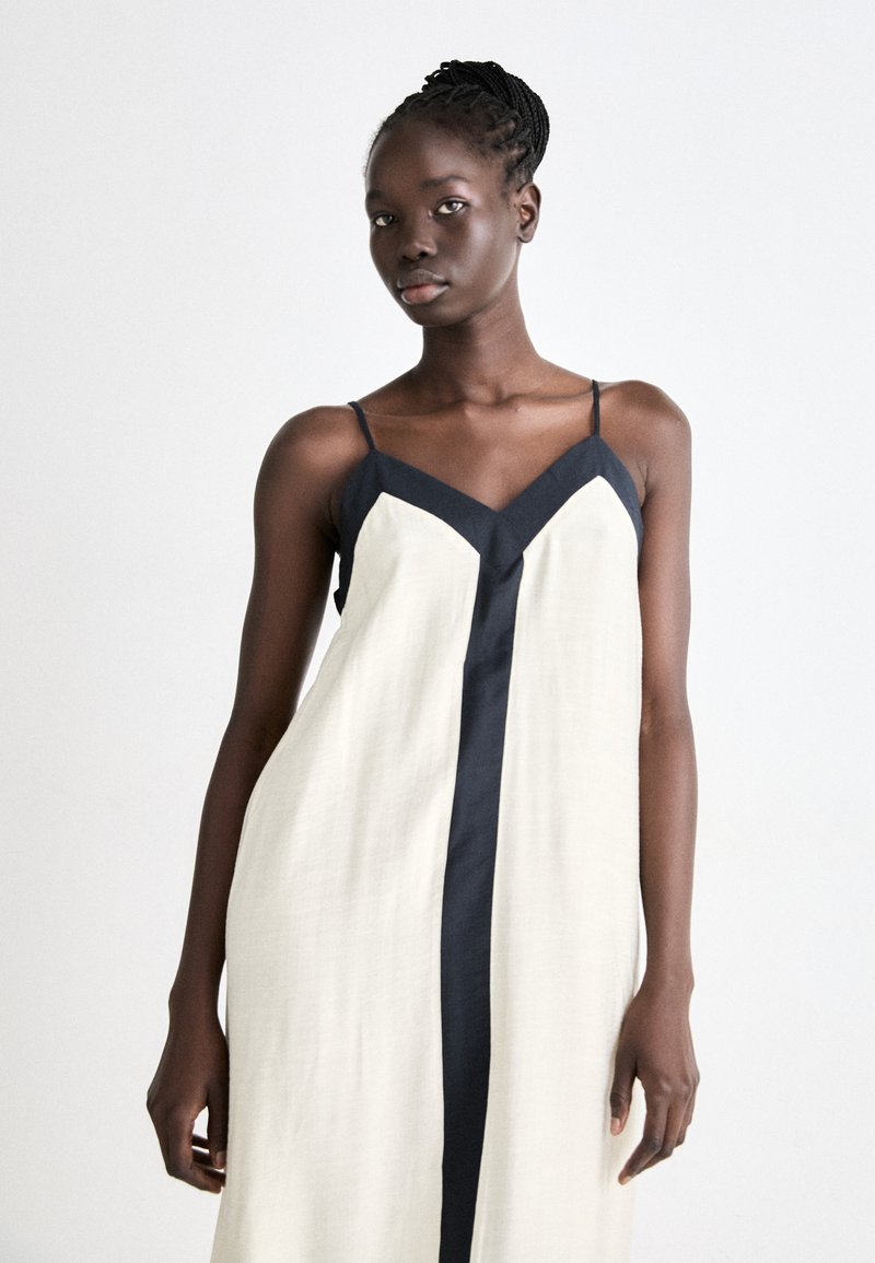 Vero Moda VMDENISE SINGLET ANKLE DRESS - Maxi dress - birch/black/off-white  - Zalando.co.uk