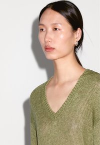 Massimo Dutti CUTWORK V-NECK - Trui - green