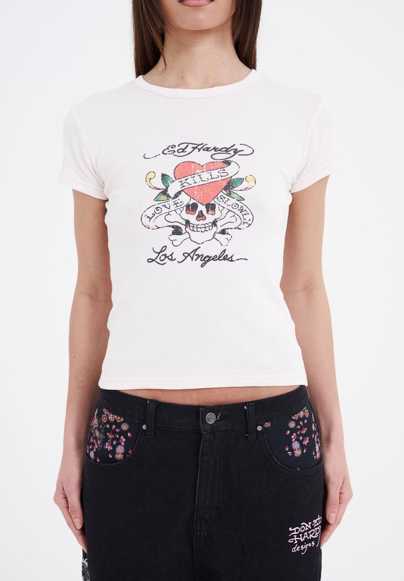 Ed Hardy LOVE SLOWLY  - Camiseta estampada - washed delicacy