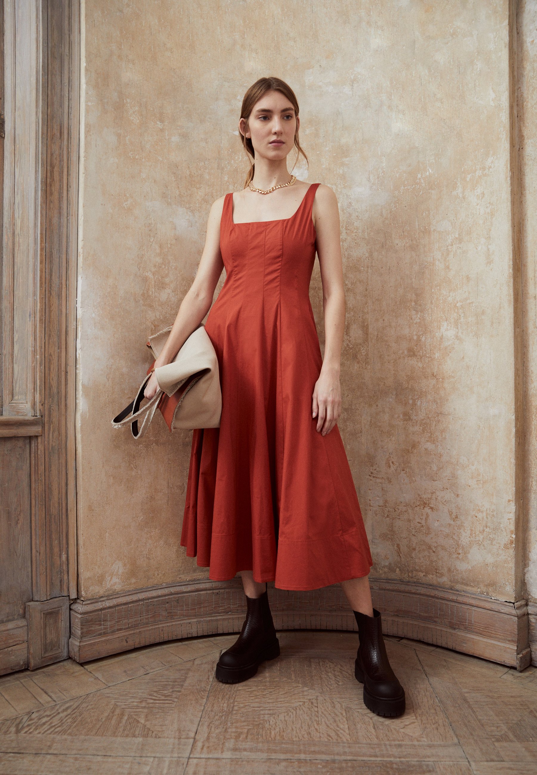 STAUD WELLS DRESS - Day dress - rust 