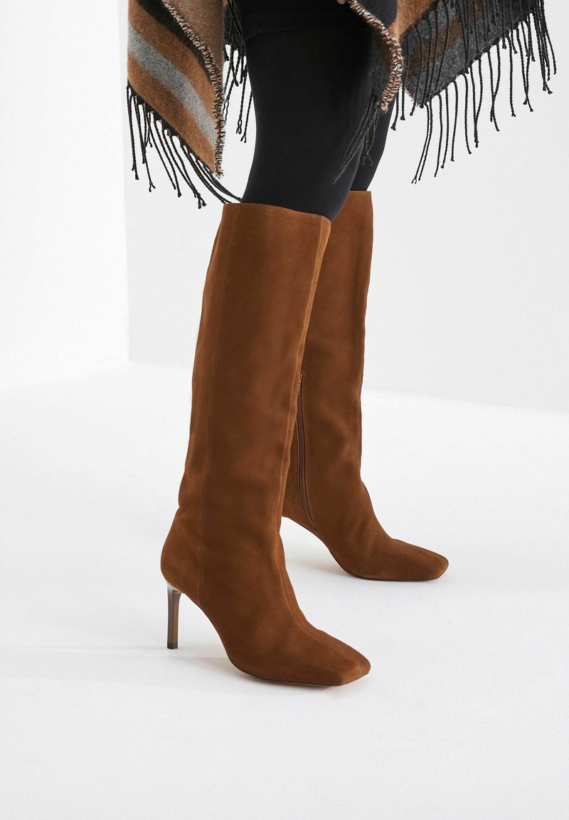 Bottes Talons Aiguilles Forever 21 En Daim Marron - Taille UK 4 (EUR 37) - Lacets - Neuf Sans Emballage