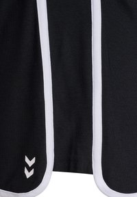 Black sports jersey with white trim along the sides and a white brand logo detail on the lower left. Soft, lightweight fabric texture.