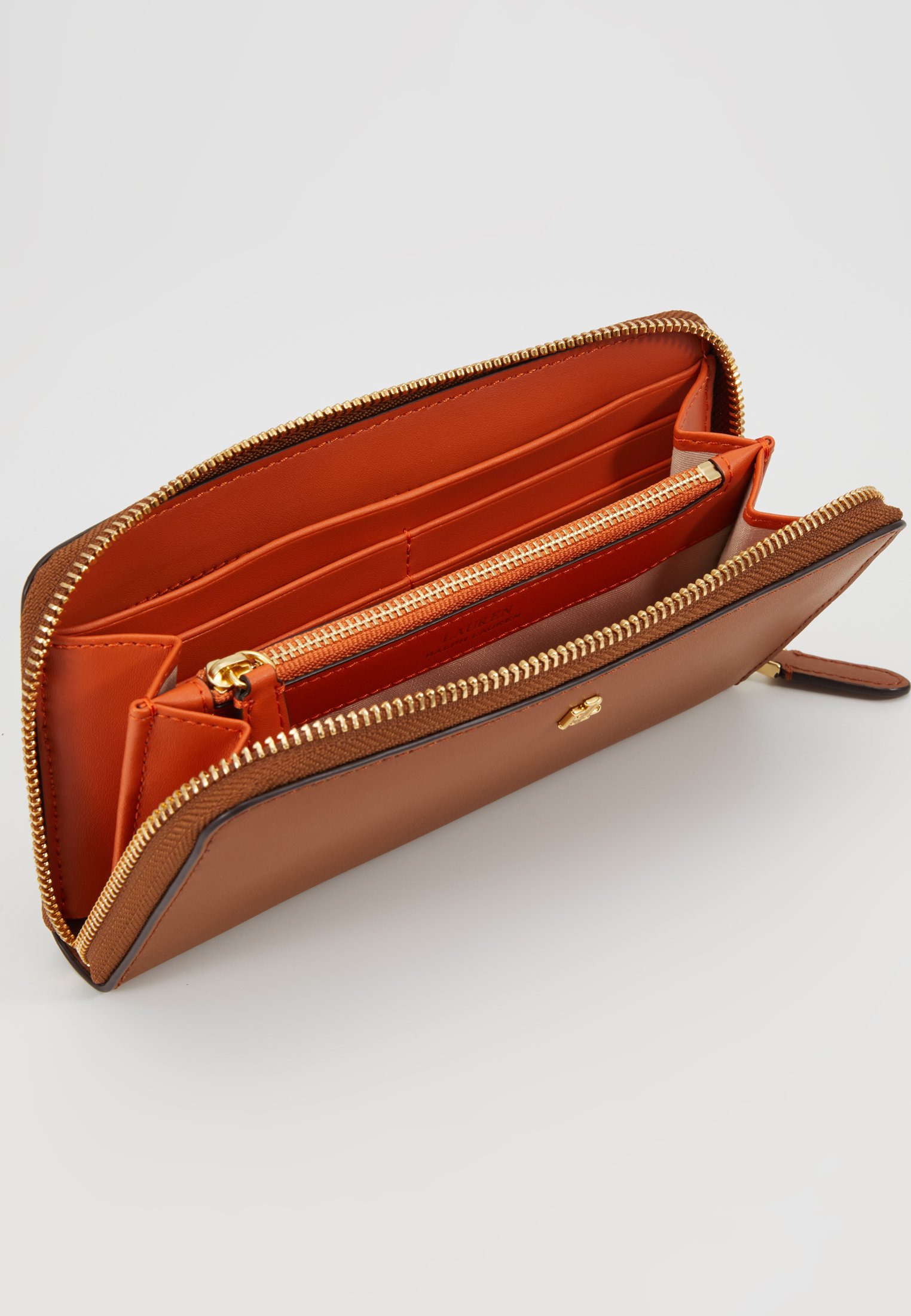 ralph lauren leather continental zip wallet