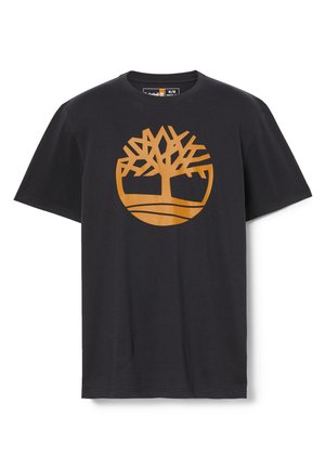 Timberland TREE LOGO SHORT SLEEVE TEE - Printtipaita - black wheat boot