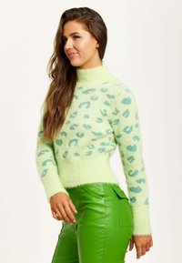 Liquorish FLUFFY ANIMAL HIGH NECK - Jumper - green