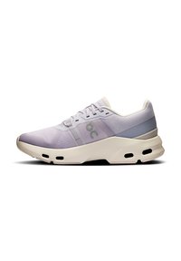 Lavender running shoe with mesh upper, light grey accents, cushioned sole, and ventilation holes. Features logo on the side.