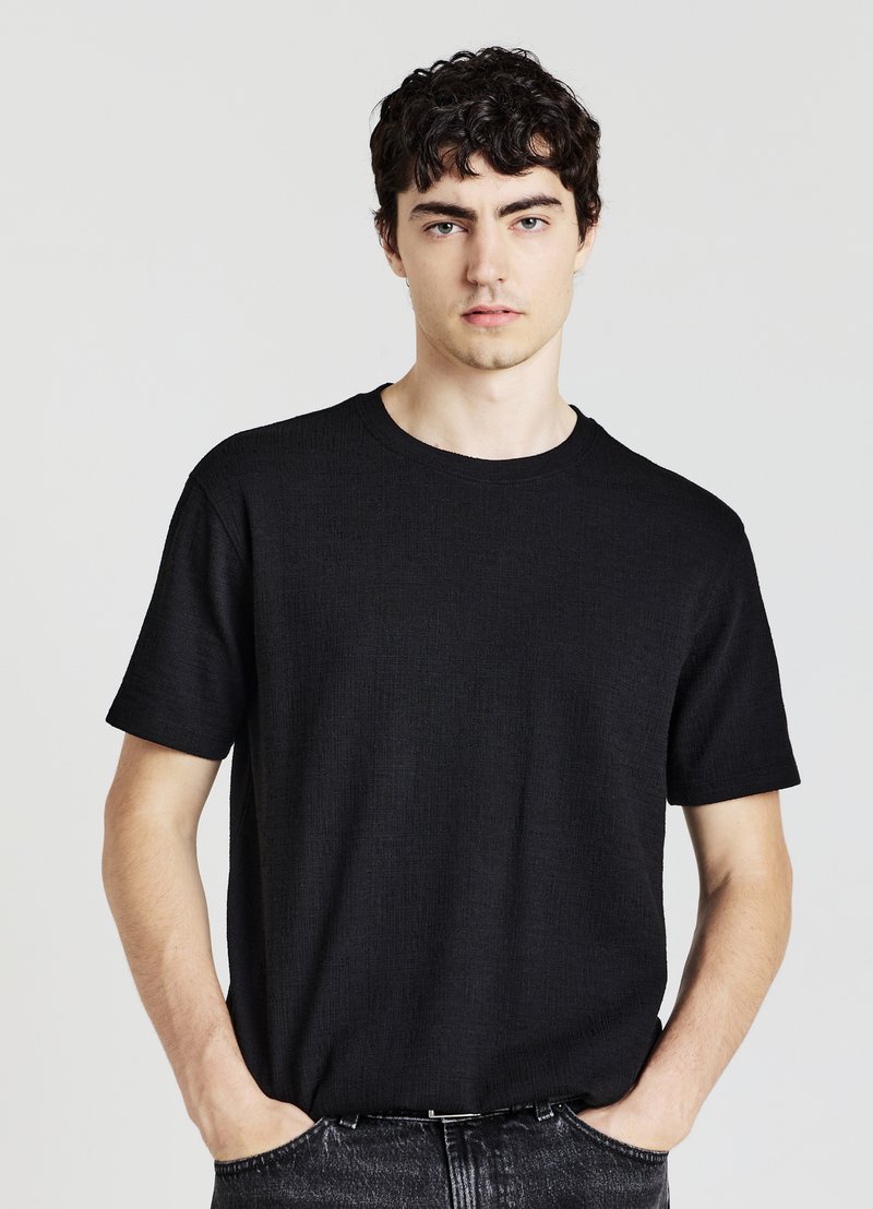 Calliope TESSUTO DEVORÈ - T-shirt basic - nero