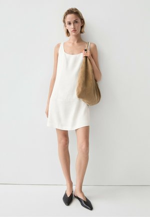 Massimo Dutti, FLOWING LINEN SHORT DRESS - Hverdagskjole - white