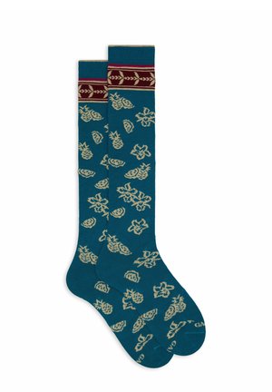 Gallo LONG FLOWER PINEAPPLE AND WATERMELON MOTIF - Calze - blu