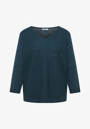 Cecil, 3/4-ARM PULLOVER MIT V-NECK UND STRUKTURFRONT - Striktrøje - dull teal blue melange