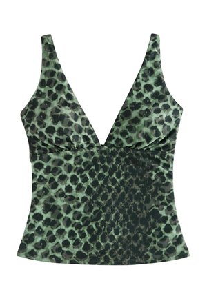 REGULAR FIT - PLUNGE TUMMY CONTROL TANKINI  - Bikinio viršutinė dalis - green black leopard print