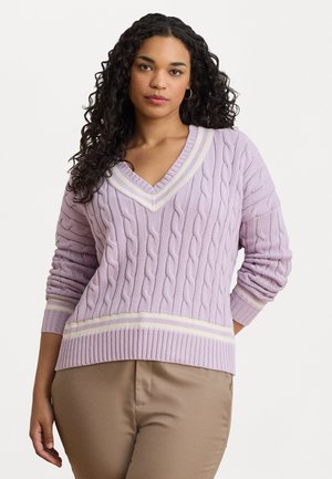 CABLE-KNIT COTTON CRICKET SWEATER - Pullover - lavender frost/masc cream