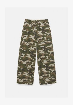 PULL&BEAR, WIDE-LEG - TROUSERS - Pantalon de survêtement - khaki