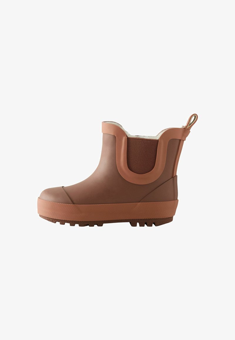 Botte marron imperméable pour enfant, jusqu'à la cheville, avec semelle épaisse, panneau latéral élastique, languette et doublure intérieure douce.