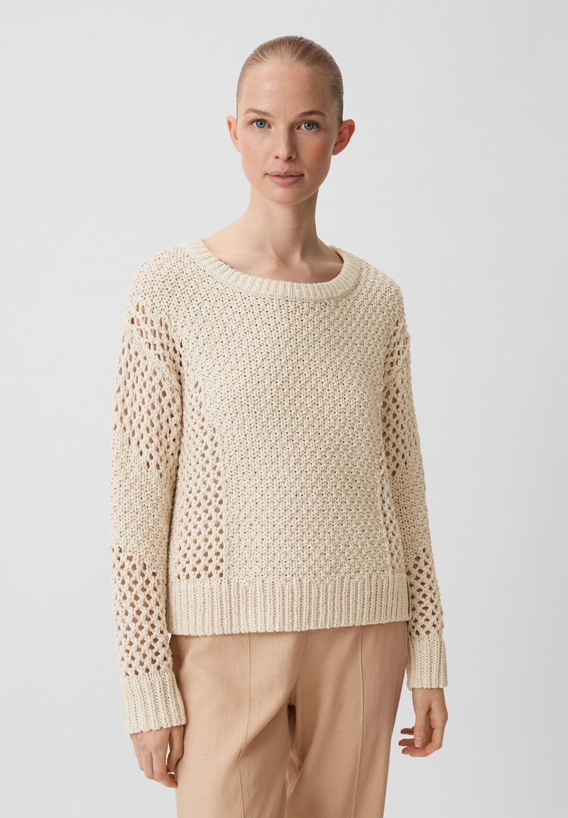 comma casual identity MIT LABEL PATCH - Strickpullover - beige