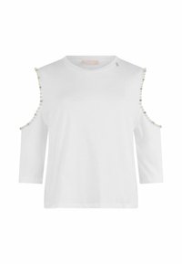 WITH BEADS AND RHINESTONES - Potiskana majica - white
