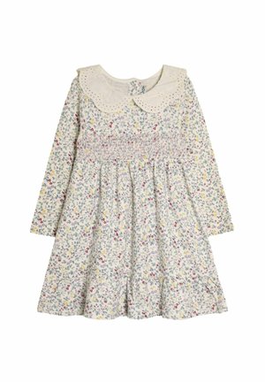 TRAILING FLORAL SMOCKED BRODERIE COLLAR-REGULAR FIT - Tričkové šaty - cream