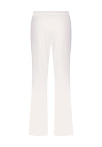 Witte uitlopende broek met een elastische tailleband, met een gladde textuur en een geleidelijke ombre-effect van stevig wit naar een lichte verloop.
