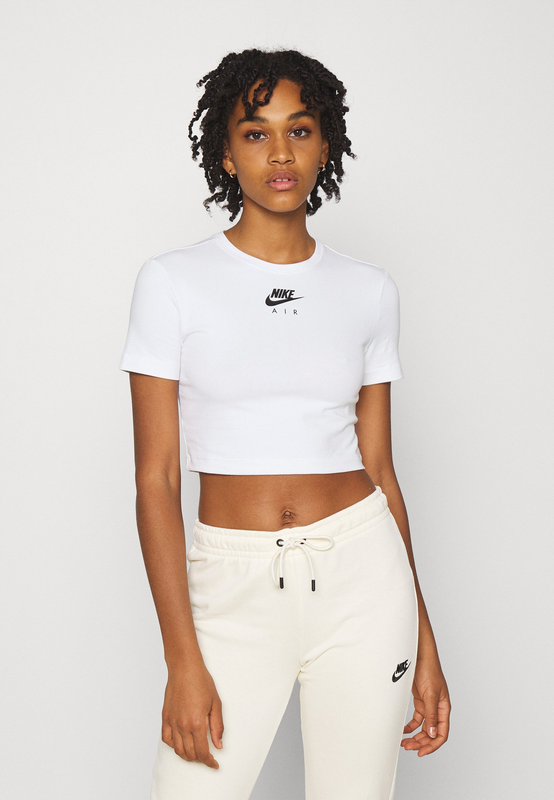 Nike Sportswear AIR CROP - T-shirt con stampa - white/black/bianco