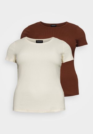 2 PACK - T-shirt basic - dark brown/off-white