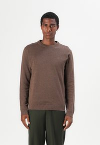 TOM TAILOR BASIC CREWNECK - Pullover - dark taupe melange