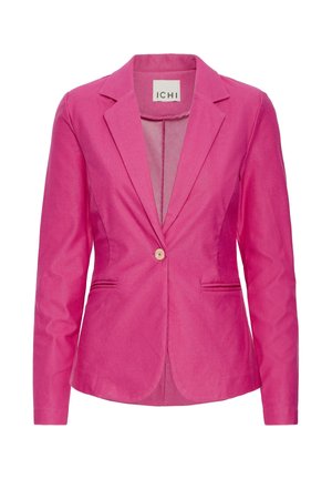 Vaaleanpunainen naisten yksirivinen bleiser lovikauluksilla, etutaskuilla ja istuvalla istuvuudella.