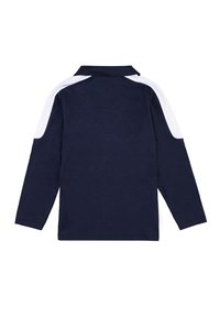 Polo shirt a maniche lunghe di colore navy con pannello e colletto bianco. Realizzato in cotone con una trama liscia e una vestibilità comoda.