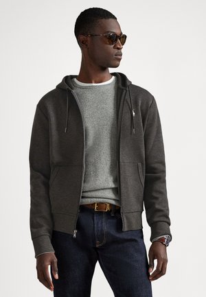 DOUBLE-KNIT FULL-ZIP HOODIE - Športna jopa s kapuco na zadrgo - dark charcoal heather