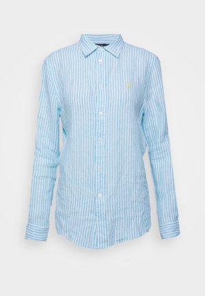 RELAXED LONG SLEEVE BUTTON FRONT SHIRT - Chemisier - turquoise /white