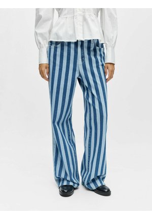 GESTREIFTE - Wide leg - light blue denim