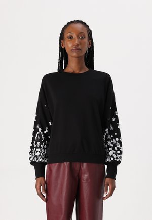 ONLY ONLBROOKE LS O-NECK FLOWER NOOS - Sweatshirt - black