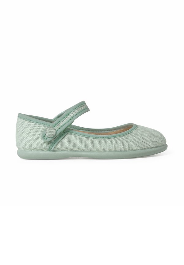 MERCEDITA ESCOTADA DETALLE BOTÓN CIERRE ADHERENTE – Riemchenballerina – verde agua