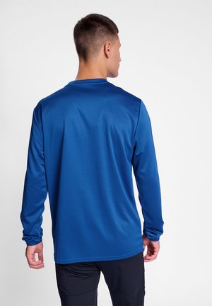 Langsleeve sportshirt in helderblauw, gemaakt van een gladde, lichte stof. Beschikt over een ronde halslijn en aansluitende mouwen.