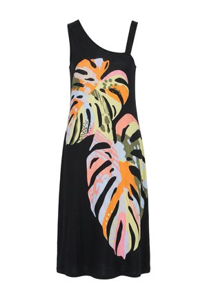 Angel of Style, MAXI JERSEY DRESS, SLEEVELESS A-LINE, ONE-SHOULDER - Jerseykjole - black