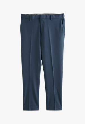 Herrenanzughose in Marineblau aus strukturiertem Stoff. Mit geradem Bein, zwei vorderen Taschen und Gürtelschlaufen.