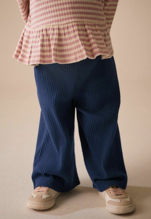Next, RIBBED WIDE LEG TROUSERS - Trousers - navy