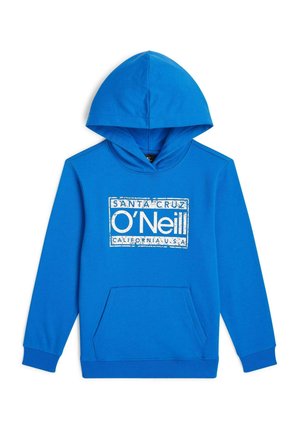 Blauer Baumwoll-Hoodie mit einer vorderen Kängurutasche, einer passenden Kapuze und einem weißen Grafikdruck mit dem Aufdruck "O'Neill Santa Cruz".