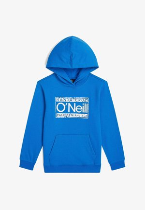 Blauer Baumwoll-Hoodie mit einer vorderen Kängurutasche, einer passenden Kapuze und einem weißen Grafikdruck mit dem Aufdruck "O'Neill Santa Cruz".
