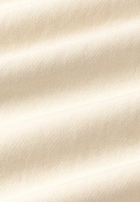 Tessuto intrecciato di colore crema con una consistenza liscia, caratterizzato da un sottile motivo diagonale e una delicata lucentezza. Ideale per diverse applicazioni tessili.