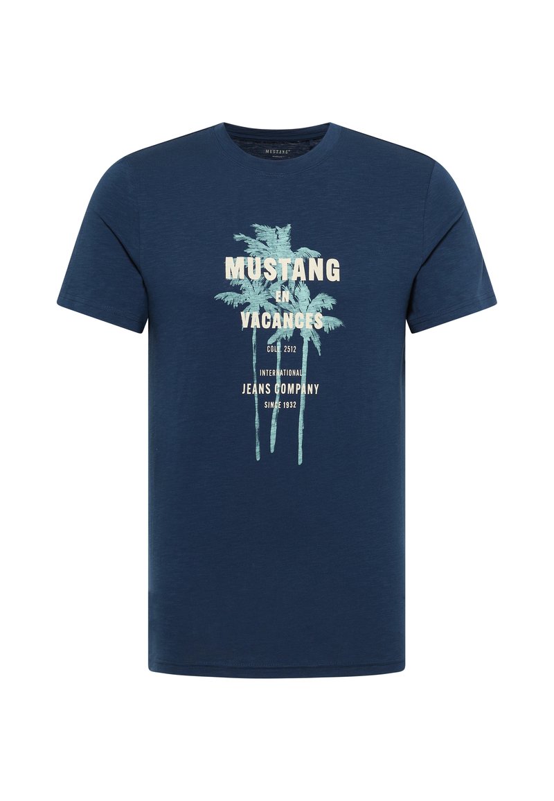 mustang T-shirt print blauw denim/bluedenim mustang T-shirt print blauw denim/bluedenim