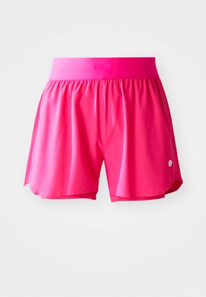 Shorts deportivos rosas hechos de un tejido ligero. Cuentan con una cinturilla elástica y aberturas laterales para mayor movilidad. Pequeño logo en la parte delantera.