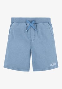 Niebieskie bawełniane szorty z elastycznym pasem i sznurkiem. Posiada boczne kieszenie oraz białe, haftowane logo "LEVI'S" w dolnym prawym rogu.